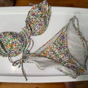 Xhilaration Floral Bikini - Purple, Orange, Green